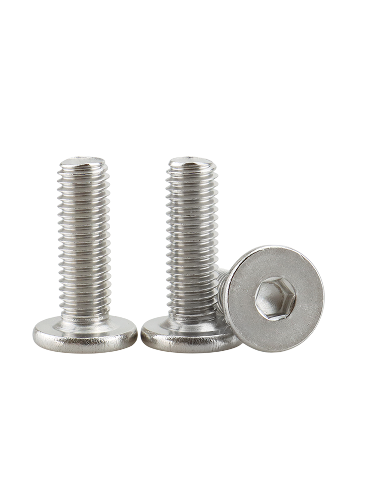 Flat Round Head Hex Socket Head Screw-304 Stainless Steel -Hex Socket Drive Machine Screw-Bright Finish