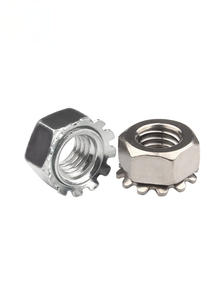K-Lock Nut with External Tooth Washer Zinc Plated Steel Star Locking Nut Washer Silver
