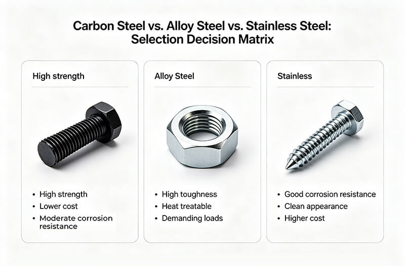 carbon steel vs alloy steel vs stainless steel