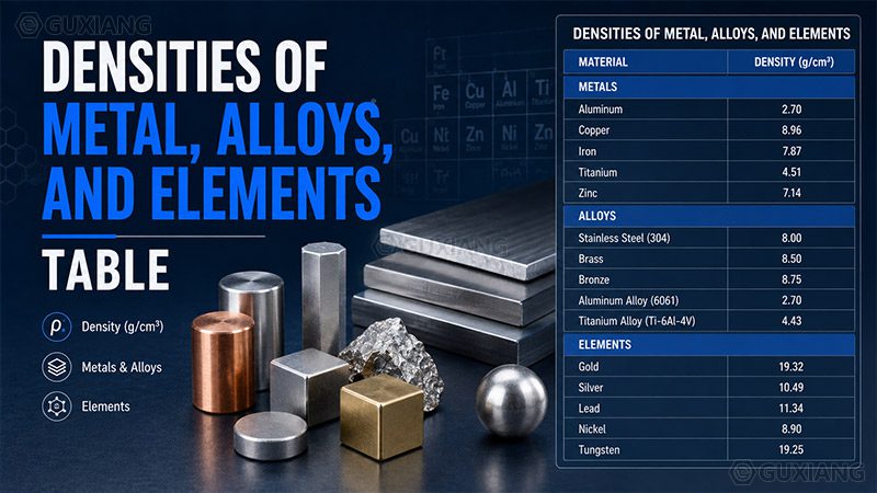 densities of metals table