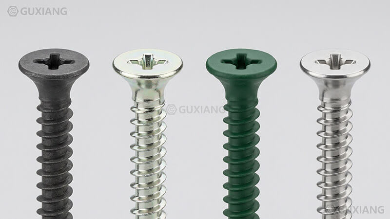 Drywall screw coating families from phosphate black to stainless