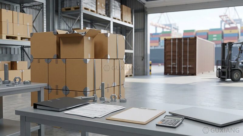 Export-cartons-and-shipping-documents-prepared-for-international-fastener-customs-clearance
